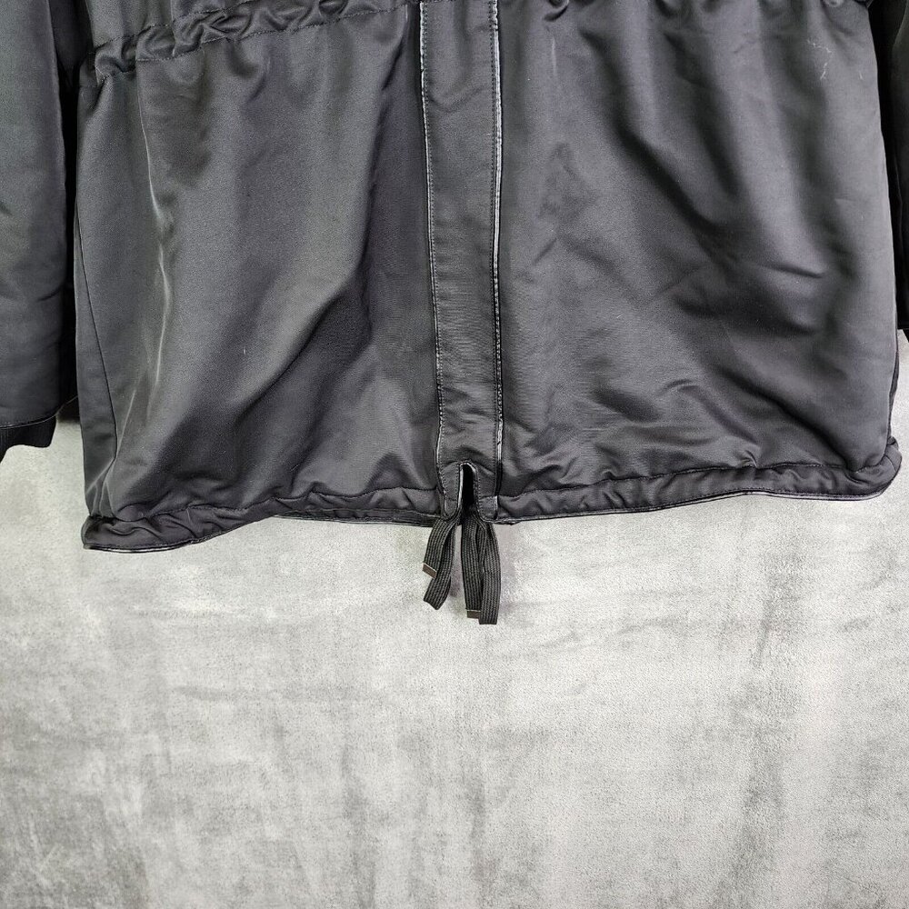 Womens Ellos Black Full Zip & Button Parka Jacket Faux Fur Hood Polyester 20 - Picture 7 of 9